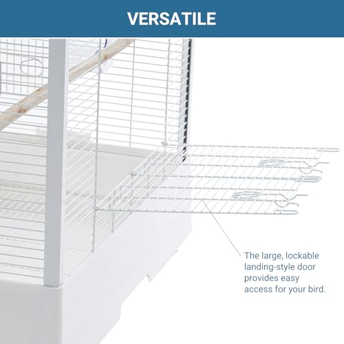Image of Pet Products Clear View Glass Bird Cage Crystal Palace for Small Birds - White Frame