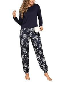 Jahetuul Pyjama Damen kuschelig Schlafanzug Baumwolle Damen Schlafanzüge Zweiteiler Nachtwäsche Schlafbekleiung Frauen bequem Pyjamas Set langärmelig