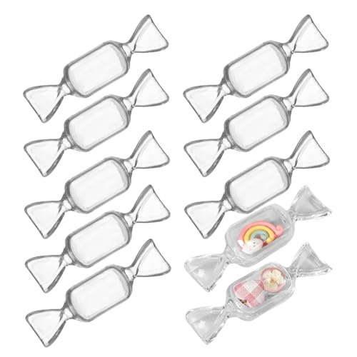 Eabdice 10 Piezas Contenedores Plástico en Forma Caramelo, Plástico Contenedor Forma Caramelo, para cajas de regalo de dulces, almacenamiento de artículos pequeños (transparente)