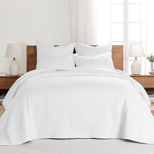 Levtex Home Cross Stitch Reversible King Bedspread Set (120x104in) with 2 Pillow Shams (36x20in) -...