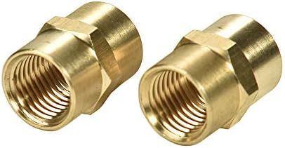 2 Pack 1/4" x 1/4" NPT Coupler, Brass Female Pipe Fitting