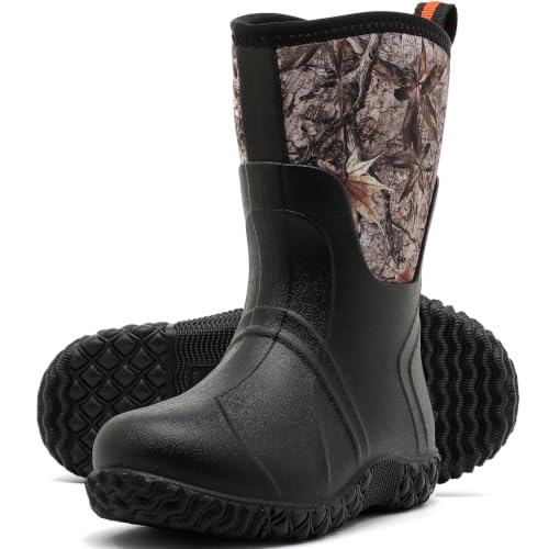 Mbqrbqia Kids Rain Boots Waterproof Rubber Camo Boots for Boys & Girls