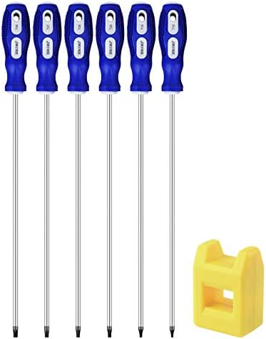 IEBUOBO Extra Long Torx Screwdrivers Set, length 12-inch T10-T30, plus Long star Screwdrivers, Setwith Magnetizer/Demagnetizer Tool 6-Piece