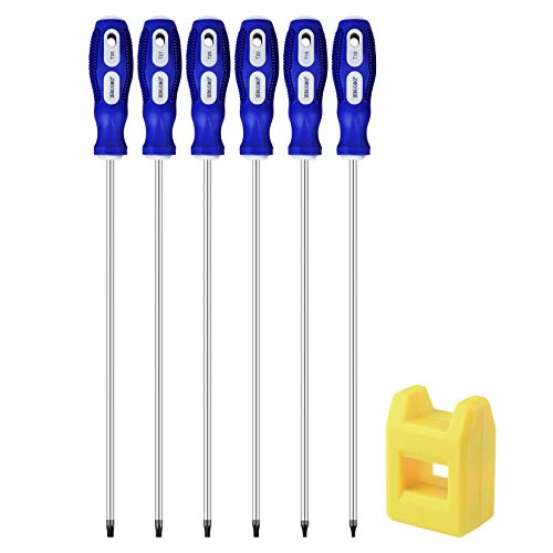 IEBUOBO Extra Long Torx Screwdrivers Set, length 12-inch T10-T30, plus Long star Screwdrivers, Setwith Magnetizer/Demagnetizer Tool 6-Piece