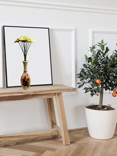 Image of Artificial Gerbera Flower Sticks (Pack of 5) for Decoration Yellow Faux Flowers for Vases Home Office Living Room Wedding and Party Long Lasting Washable and Reusable Floral Arrangement