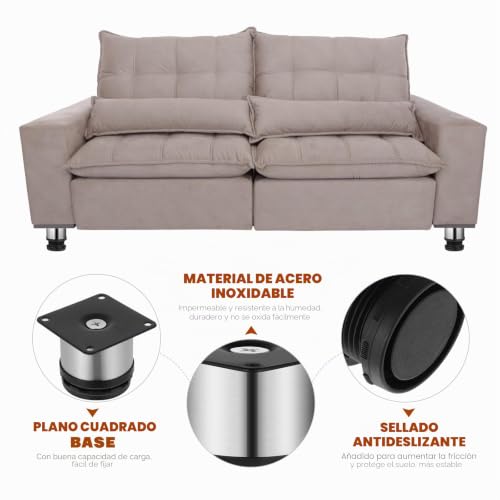 Patas para muebles regulables OUNONA de acero inoxidable, pack de 4 para mesa y armario 8