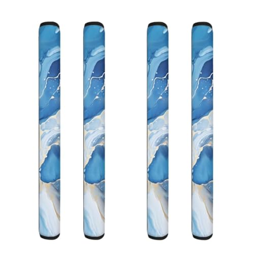 Gold Marble Print Refrigerator Door Handle Covers Set of 4,Keep Kitchen Appliance Fridge Oven Microwave Dishwasher Clean,Washable and Durable