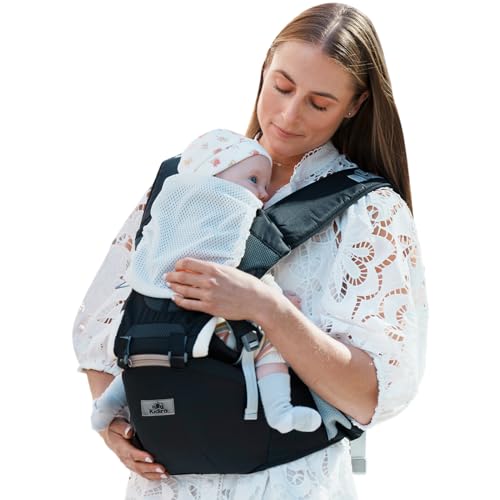 Baby Carrier, KIDIRA 6-in-1 Ergonomic Baby Carrier Newborn to Toddler for 7-50lbs, Front & Back Baby Wraps Carriers with Hip Seat for Dad Mom, Adjustable Mesh Infant Carrier with Hood All Season