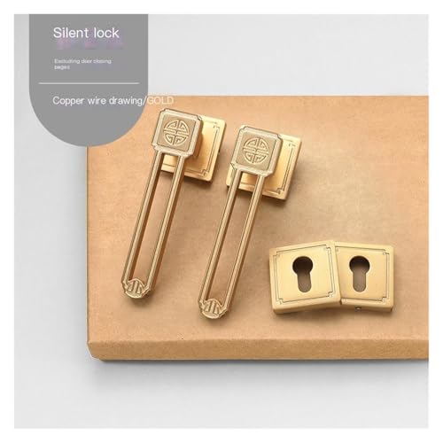 Serrure de porte de chambre à coucher style chinois bronze cuivre - 3