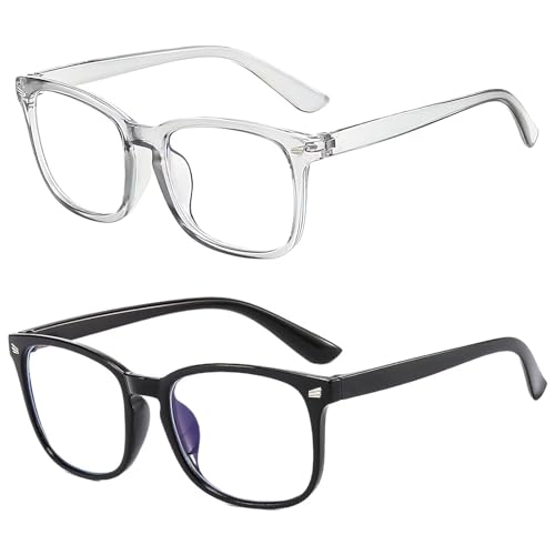 Image of Clear Blue Light Glasses for Women and Men, Fashionable Square Frame Glasses with Anti Glare Protection