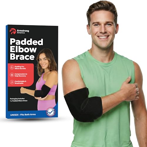 Soft Elbow Pad For Bursitis & Elbow Tendonitis Relief Wrap | Padded Compression Sleeve for Bursitis | Tendonitis Relief Wrap Pads | Tennis Elbows Brace for Women Men | Arm Cushion Brace | Large / XL