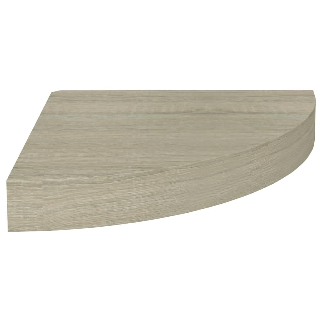 Eck-Schweberegal 2 STK. Eichen-Optik 25x25x3,8 cm MDF Wabenplatten-Design Metall Wandhalterung Unsichtbares Befestigungssystem Stabile Aufbewahrung für Bücher Dekoartikel