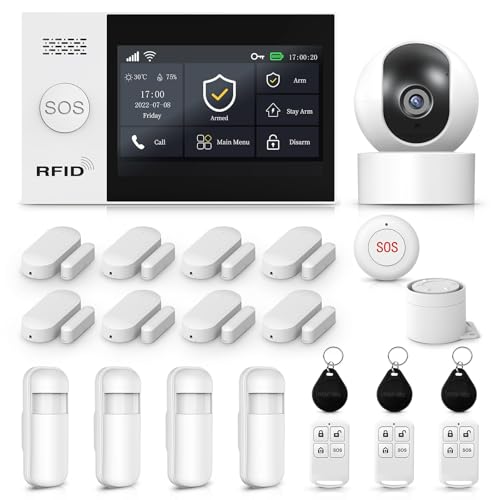 LWOHSI Alarme Maison sans Fil avec caméra HD et capteurs de Porte DIY