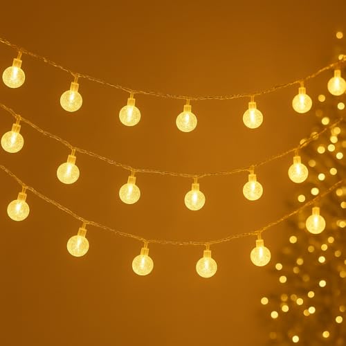 Molicar Cadena de luces con forma de bola USB, 6 m, 40 LED, luz blanca cálida, impermeable, para interior y exterior, dormitorio, balcón, jardín, decoración