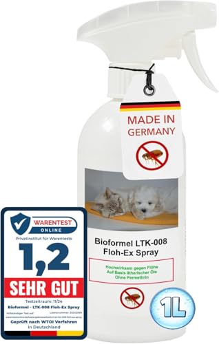 Biodelta Anti Flohspray 1L für Hund Katze - Floh-Ex Umgebungsspray Haustier Hundeflöhe Katzenflöhe bekämpfen bei akutem Befall & präventiv - Flöhe Spray Wohnung Möbel Bett - hochwirksam