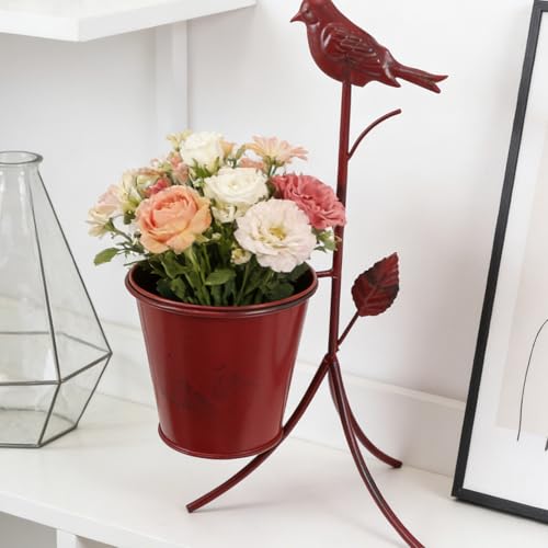 Soporte Metálico para Macetas Estable y Ahorro de Espacio con Macetero Rojo Vertical 8