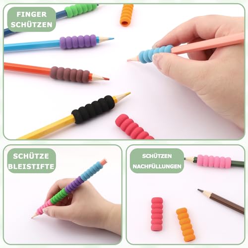 36 Stück Rutschfeste Schaumstoff Stiftgriffe, Bleistift Schreibhilfe, Ergonomische Stiftehalter, Pencil Schutzhülle Zubehör für Komfort Handschreibgriff für Kinder Studenten Erwachsene (9 Farben)