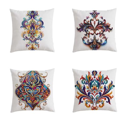 Housse coussin 70x70cm imperméable en lin texturé au design bohème chic - 2