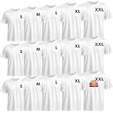Cutecrop White 15 PCS Unisex Sublimation T Shirt Bulk, S to XXL Blank Crew Neck Polyester Short Sleeve for DIY Heat Transfer