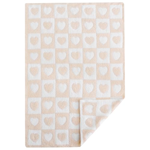 Image of BOBOYOYO Plush Baby Blankets for Newborn Girls Boys Heart Soft Fuzzy Warm Swaddle Receiving Blanket 30 x 40 Polyester Toddler Blanket for Crib Stroller Nursery