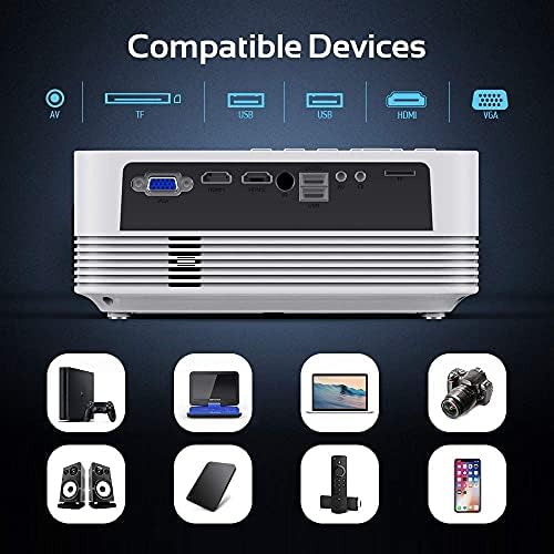 5G WiFi Bluetooth Projector, DBPOWER 12000L FHD 1080P Projector 4K Support, Outdoor Movie Projector Screen Mirror, Portable Mini Video Projector with Zoom/Timer for Smartphone/TV Stick/Laptop/DVD/PS5