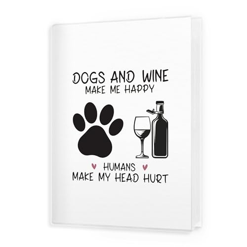Image of Funny Dogs and Wine Make Me Happy Photo Album 4x6, Dogs Mom Dad Lover Gifts Memory Book Keepsake, Wine Lovers Gifts Small Photo Album Book with 18 Pockets Hold 36 Pictures