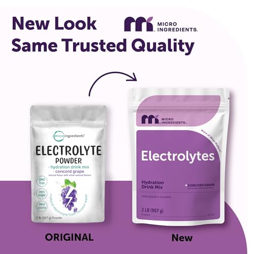 Image of Micro Ingredients Electrolytes Powder, 2lbs (139 Servings) | Sugar Free | Sweet Concord Grape Flavor | 1,000 mg High Potassium Hydration Drink Mix | Keto Friendly, Non-GMO