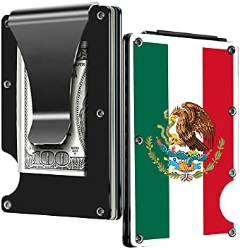 Mexico Flag Coat of Arms Aluminum/Stainless Steel Money Clip Wallet Credit Card Holder, Accessories For Men, Wallet With Money Clip And Credit Card, Metal Wallets For Men
