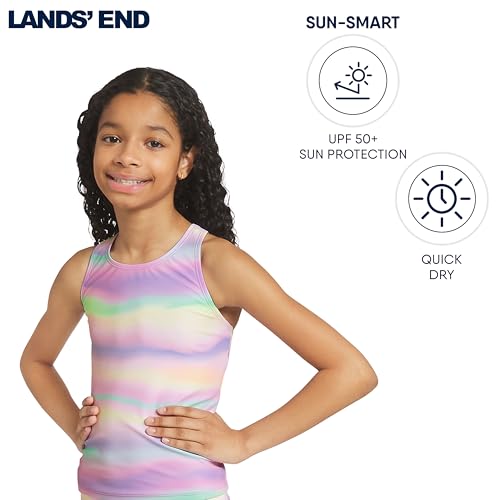 Image of Lands' End Girls' UPF 50+ Swim Bikini Bottom and Racerback Tankini Set