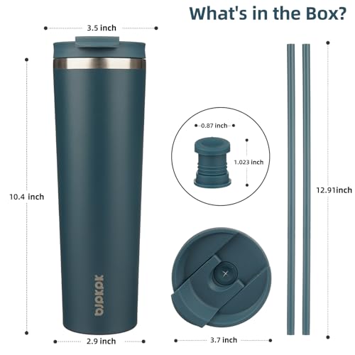 Image of BJPKPK 34oz Coffee Tumbler with Straw, Insulated Stainless Steel Cup