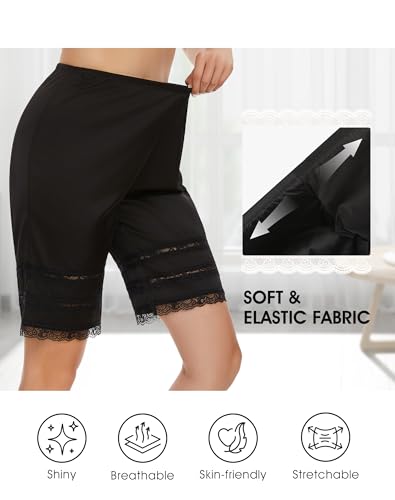 Image of MANCYFIT Pettipants for Women Under Dress, Long Culotte Slip Black X-Large