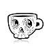 Broche tête de mort punk en cuir émaillé blanc en forme de tasse à café