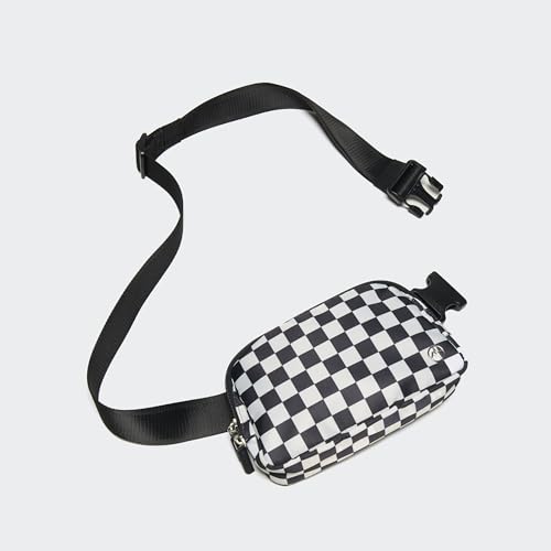 Image of Pander Two Way Zipper Fanny Pack Nylon Everywhere Belt Bag for Women, Water Repellent Waist Packs, Crossbody Bags with Adjustable Strap (Checkered Black)