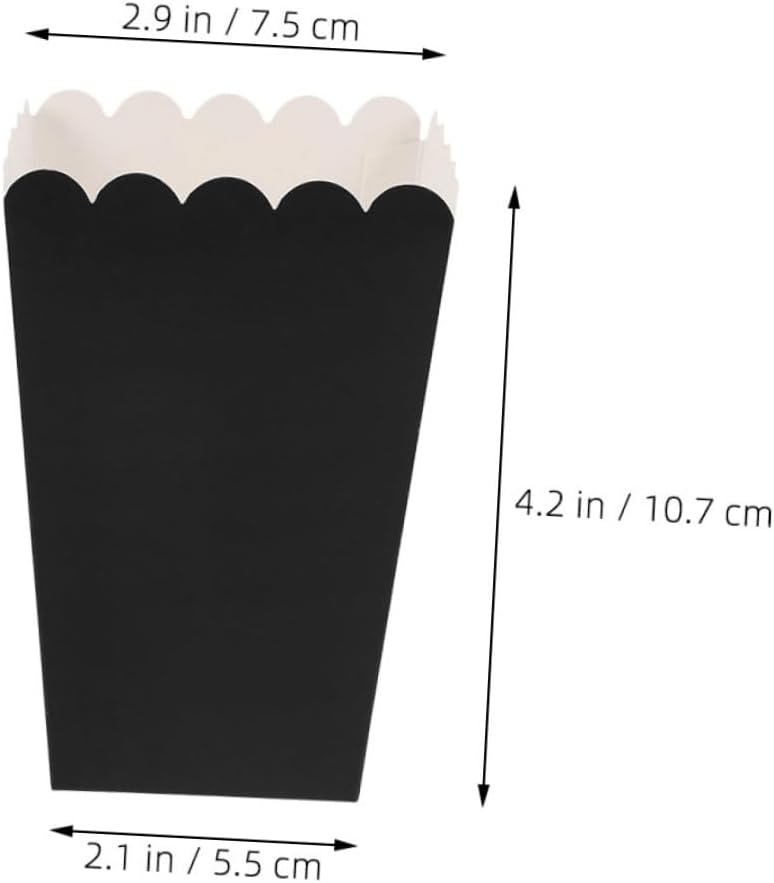 Totority 100pcs Black Paper Popcorn Boxes with Flat Bottom for Movie Theater Snacks and Party Favors, French Fries Serving Containers, Food-grade Popcorn Packing Boxes for Weddings