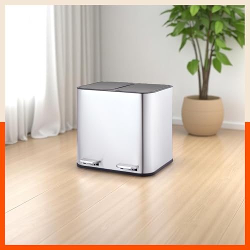 Bathla Stainless Steel Dustbin With Lid & Detachable Bin - 5+5L Pedal Bin | Trash Can | Garbage Dustbin For Home, Kitchen