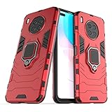 Compatible with Huawei Nova 8i, Honor 50 Lite Case, Metal Ring Grip Kickstand Shockproof Hard Bumper (Works with Magnetic Car Mount) Dual Layer Rugged Cover (Red)