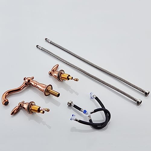 Robinet robinets de salle de bain mélangeur eau chaude froide dorée double manche