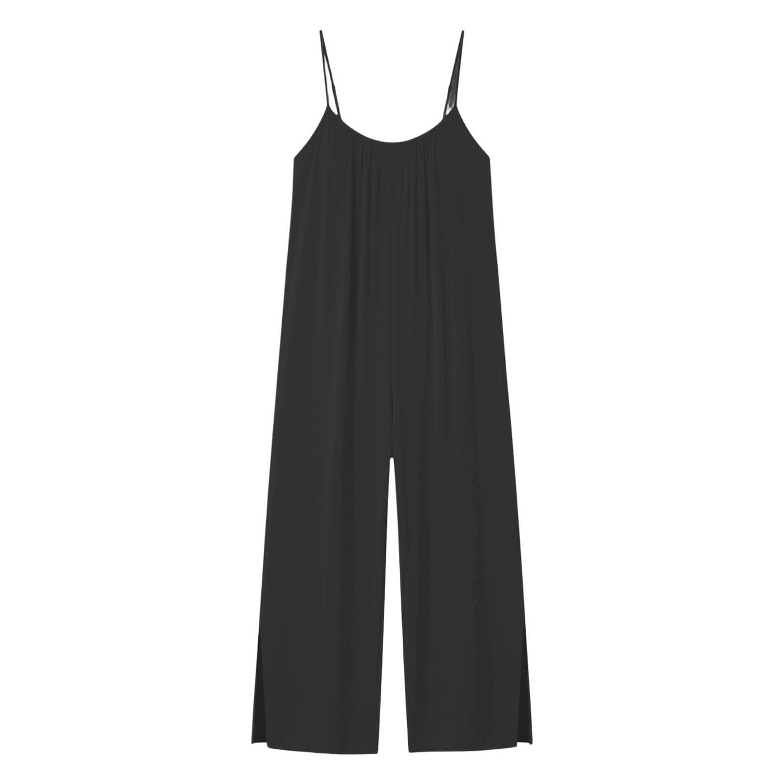 Salopette Pour Femme D'été Combinaison Longue Baggy Sans Manches Bretelles Fines Coupe Ample Pantalon Extensible Avec Grandes Poches Fluide De Travail Décontractée Jumpsuit Loose Top Playsuit