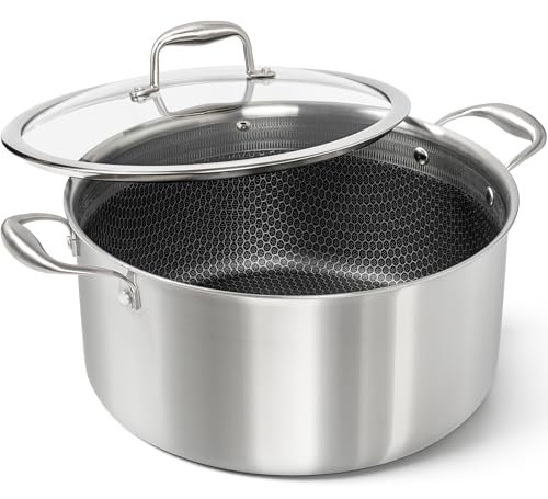 Comparison: Best 10 Qt Stock Pot With Lid 7 MICHELANGELO Tri-ply Stainless Steel Stock Pot, Heavy Duty Stockpot with Lid, Nonstick Cooking Pot with Honeycomb Interior, Induction Ready, 10 Quart