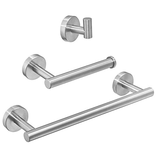 Preisvergleich Produktbild 3-teiliges Badezimmerzubehör-Set SUS 304 aus rostfreiem Stahl, Toilettenpapierhalter, Handtuchhalter / Kleiderhaken, Wandhalterung, Nickel gebürstet,Leekayer LK19500N3