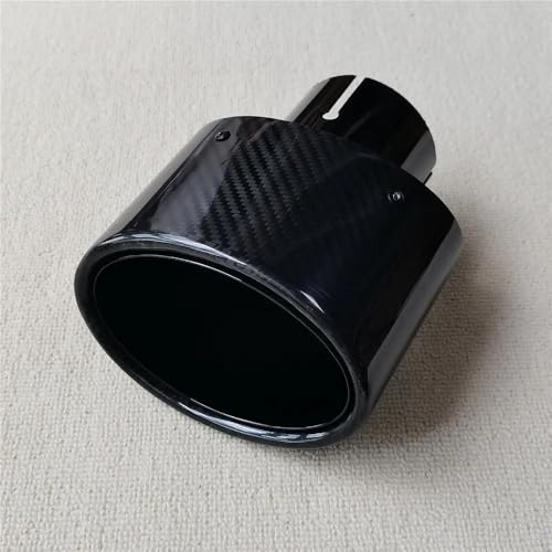 Escape de coche de alta gama en fibra de carbono brillante ovalada y acero negro texturizado 5