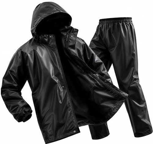 Image of Mens Raincoat Suit with Pant Set Rainvorra Series | Waterproof Lightweight Breathable Rain Wear | Strong Stitching, Elastic Cuff & Waterproof Zipper Raincoat for men waterproof