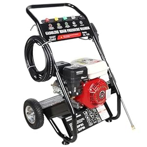Limpiador de alta presión de gasolina con limpiador de superficies, 190 bar, 7,5 CV, dispositivo profesional, limpiador a presión de gasolina con 5 boquillas y almacenamiento para lavado de agua,