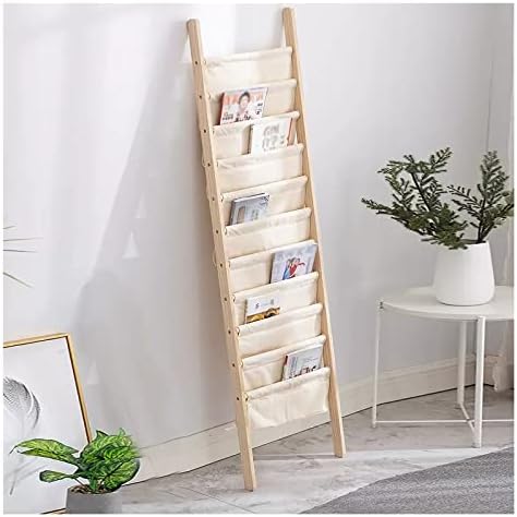 Ultra-Slim Wooden Wall Magazine Rack, Space-Saving Organizer for Newspapers, Brochures & Documents with 8/10 Linen Pockets – Modern Home Décor Solution