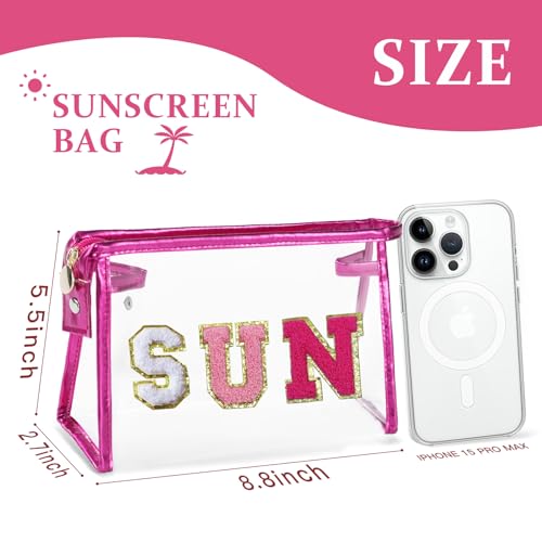 Image of COSHAYSOO Sunscreen Bag Clear Makeup Toiletry Pouch Beach Vacation Essentials for Women Teen Girls Trip Gifts Summer Pool Travel Must Have Accessories Waterproof Stuff