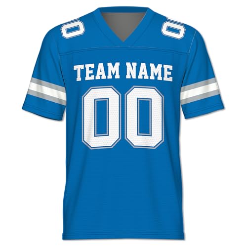 Custom Football Jersey | Ships Next Day | Men, Women, and Kids | Replica Jersey | Fan Jersey | Sports Jersey | Birthday Gift | (Blue-Gray, A-Small)