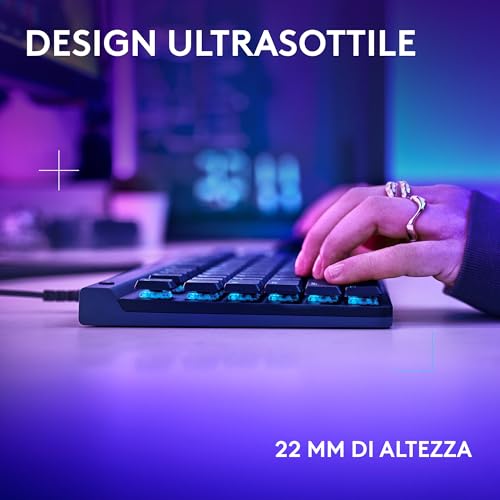 G515 TKL, tastiera gaming cablata a profilo ribassato, RGB completamente personalizzabile, copritasti in PBT bicomponente, switch Tactile, QWERTY US Internazionale - Nero - Tastiera gaming - Immagine 3