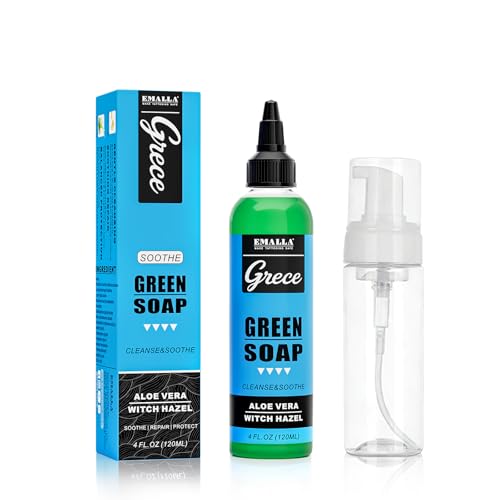 EMALLA 120ml Tattoo Green Soap mit 100ml Schaumflasche Set Professionelle Nachsorge Versorgung Vegane Formel für Tattoo & Piercing Reinigung Sanfter Hautreiniger