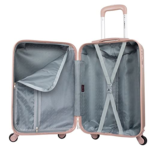 Mala de Bordo Pequena para Viagem em ABS Yins YS21037 Cadeado Integrado Rodas Giro 360º Rosê