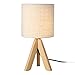 Produktbild lux.pro Tischleuchte 'Koblenz' E14 Max. 40W Tripod Tischlampe Leinenschirm und Holzfüße Nachttischlampe Beige